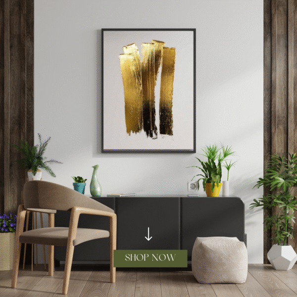 Golden Leaf with Acrylic Color on Canvas 004 - Image 2