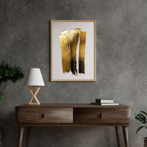 Golden Leaf with Acrylic Color on Canvas 004 - Image 4