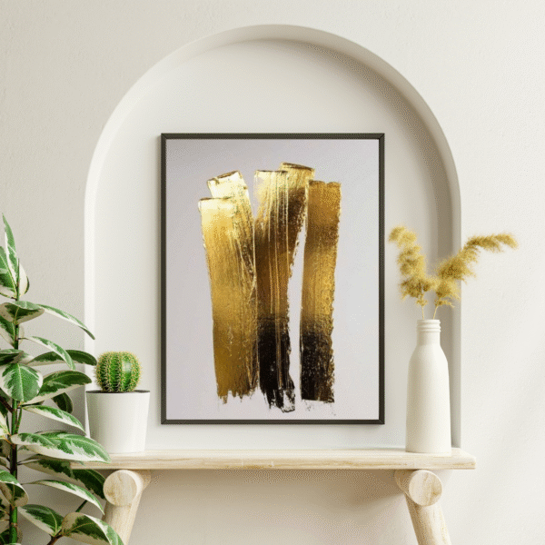 Golden Leaf with Acrylic Color on Canvas 004 - Image 3