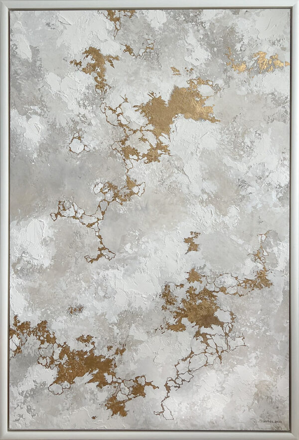 Golden Leaf with Acrylic Color on Canvas - Image 3