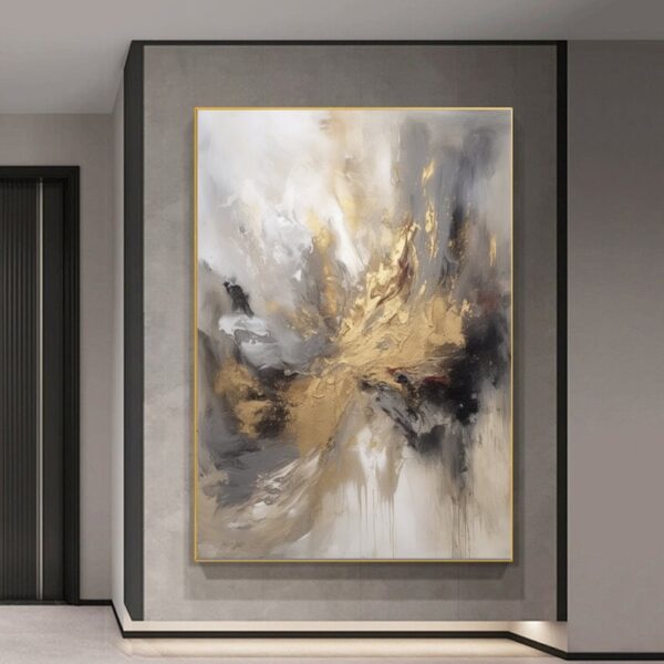 Golden Leaf with Acrylic Color on Canvas 005 - Image 2