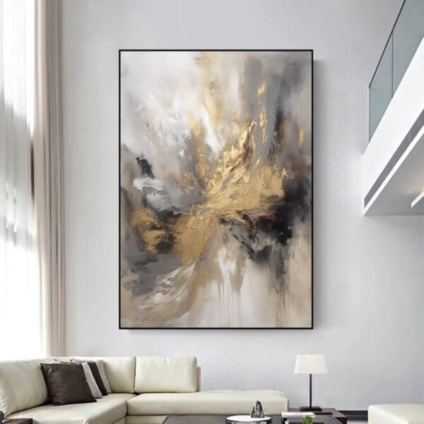 Golden Leaf with Acrylic Color on Canvas 005 - Image 7