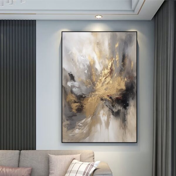 Golden Leaf with Acrylic Color on Canvas 005 - Image 5