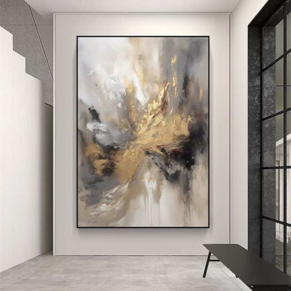 Golden Leaf with Acrylic Color on Canvas 005 - Image 6