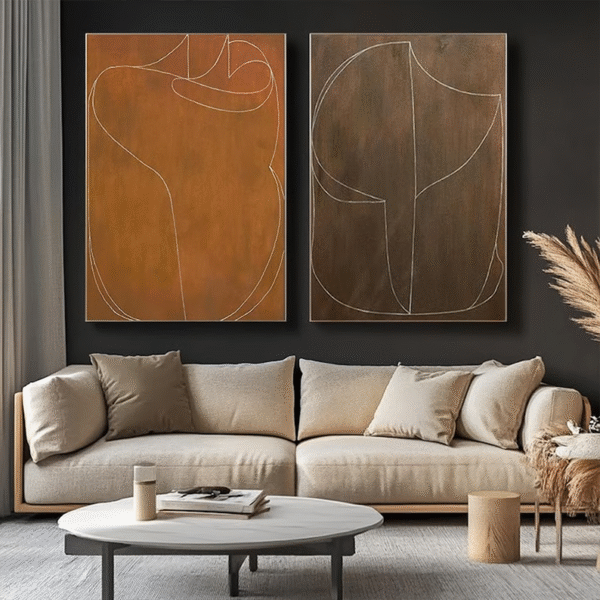 Brown double abstract minimalist painting