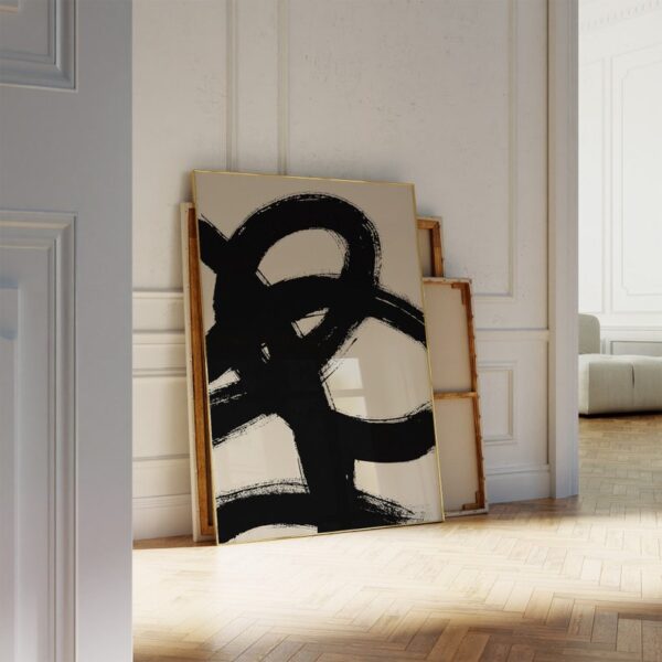 wabi sabi Poster, Abstract Art, Minimalist Decor, Large Living Room Decor, Spring Prints, Black brush - Image 2
