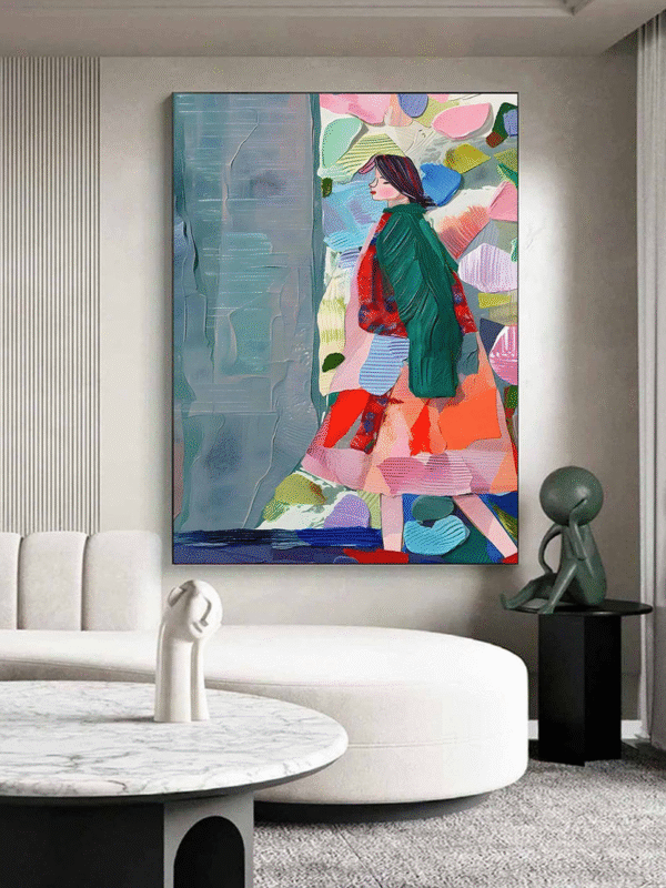 Modern Abstract Woman Wall Art – Vibrant Canvas Painting for Contemporary Interiors - Image 6