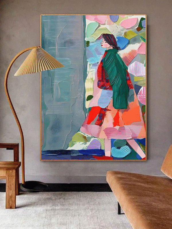 Modern Abstract Woman Wall Art – Vibrant Canvas Painting for Contemporary Interiors - Image 5