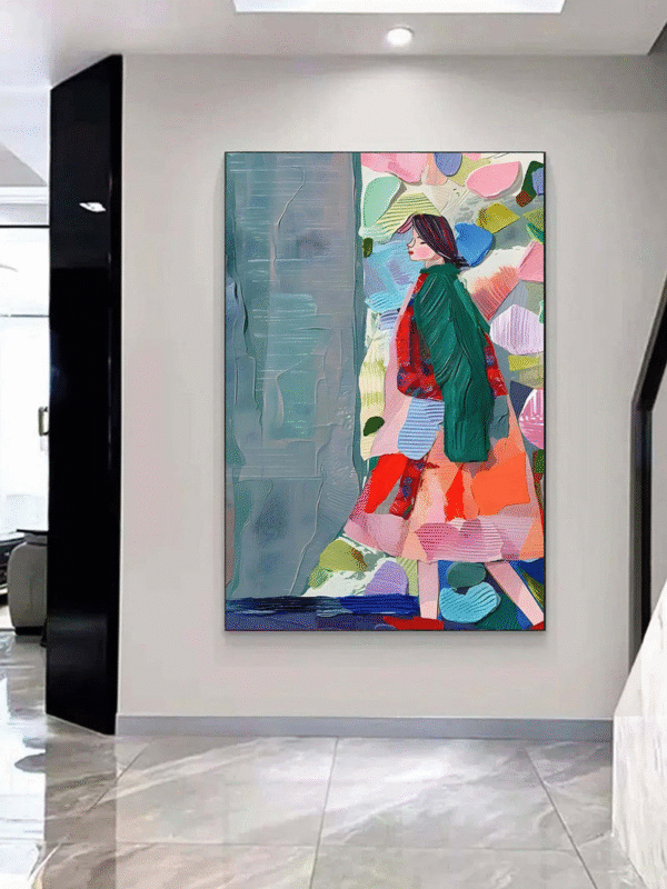 Modern Abstract Woman Wall Art – Vibrant Canvas Painting for Contemporary Interiors - Image 4