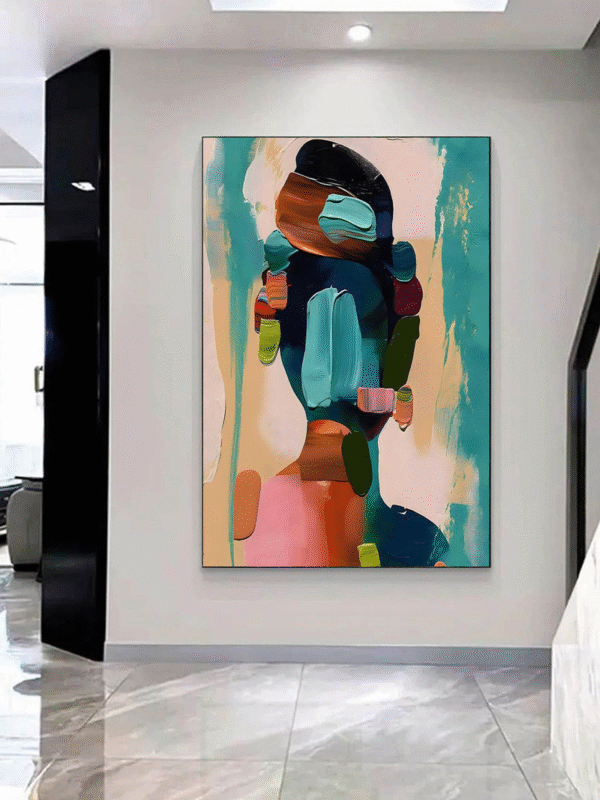 Colorful Abstract Silhouette Art – Contemporary Textured Canvas for Modern Decor - Image 6