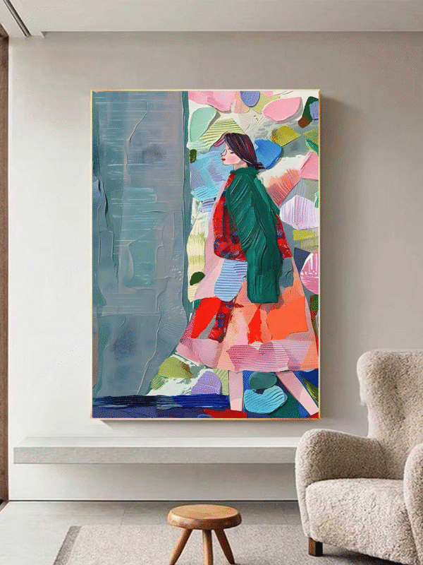 Modern Abstract Woman Wall Art – Vibrant Canvas Painting for Contemporary Interiors - Image 2