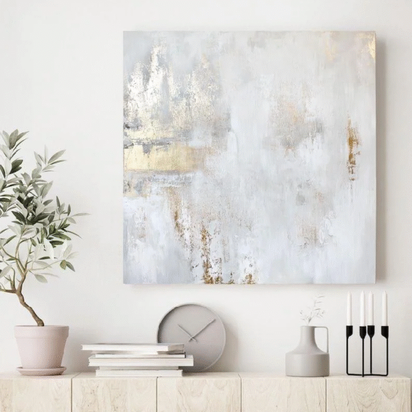 Gold Painting | Gold Abstract | Gold White Painting | Abstract Gold and White Painting Acrylic | White Gold Abstract Wall Art | Cascade 6