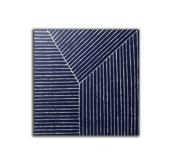 modern abstract painting, geometric wall art, navy and white canvas, minimalist line art, textured artwork, contemporary home decor, large square painting, bold linear design - Image 5