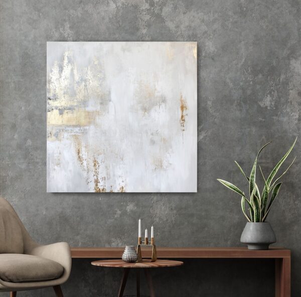 Gold Painting | Gold Abstract | Gold White Painting | Abstract Gold and White Painting Acrylic | White Gold Abstract Wall Art | Cascade 6 - Image 3