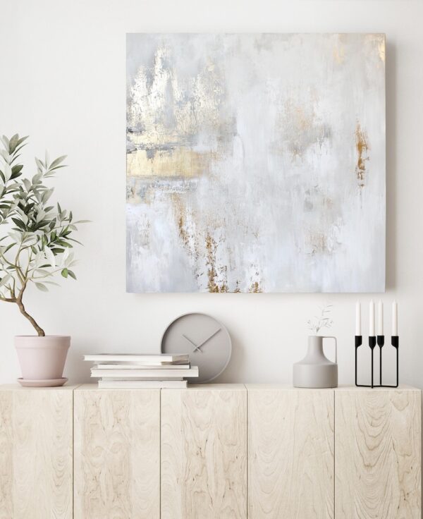 Gold Painting | Gold Abstract | Gold White Painting | Abstract Gold and White Painting Acrylic | White Gold Abstract Wall Art | Cascade 6 - Image 4
