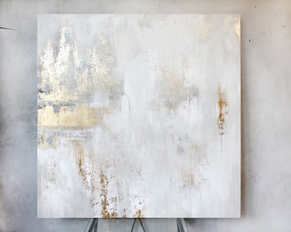 Gold Painting | Gold Abstract | Gold White Painting | Abstract Gold and White Painting Acrylic | White Gold Abstract Wall Art | Cascade 6 - Image 6