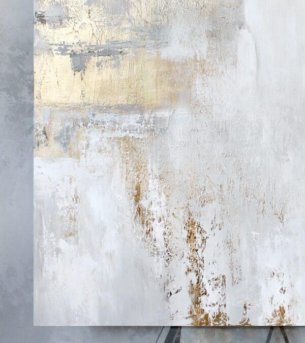 Gold Painting | Gold Abstract | Gold White Painting | Abstract Gold and White Painting Acrylic | White Gold Abstract Wall Art | Cascade 6 - Image 5