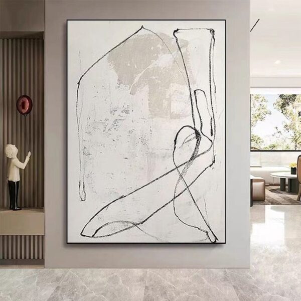 Pure Beige Wall Art Wabi-Sabi Wall Art Living Room Wall Decor Beige Minimalist Art Beige Abstract Wall Art Beige Black Abstract Painting - Image 8