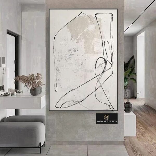 Pure Beige Wall Art Wabi-Sabi Wall Art Living Room Wall Decor Beige Minimalist Art Beige Abstract Wall Art Beige Black Abstract Painting - Image 7