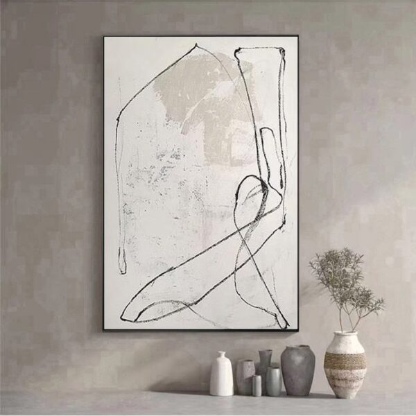 Pure Beige Wall Art Wabi-Sabi Wall Art Living Room Wall Decor Beige Minimalist Art Beige Abstract Wall Art Beige Black Abstract Painting - Image 6