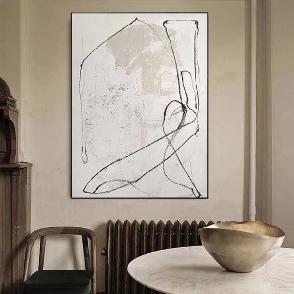 Pure Beige Wall Art Wabi-Sabi Wall Art Living Room Wall Decor Beige Minimalist Art Beige Abstract Wall Art Beige Black Abstract Painting - Image 5