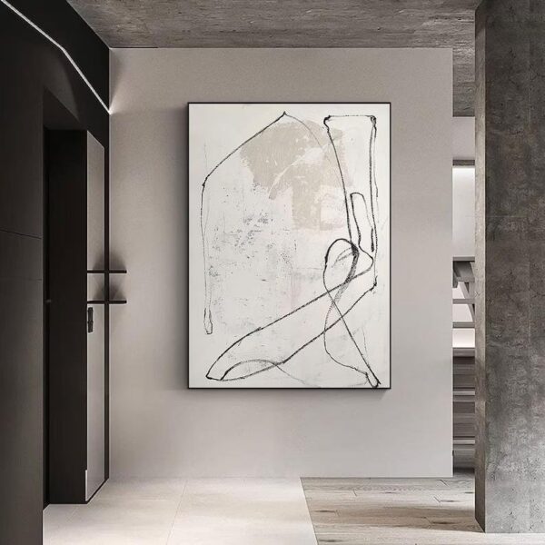 Pure Beige Wall Art Wabi-Sabi Wall Art Living Room Wall Decor Beige Minimalist Art Beige Abstract Wall Art Beige Black Abstract Painting - Image 3