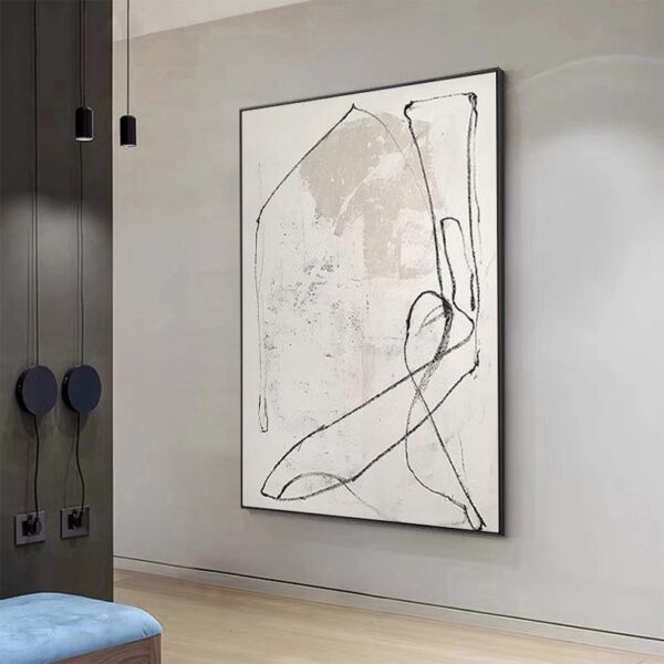 Pure Beige Wall Art Wabi-Sabi Wall Art Living Room Wall Decor Beige Minimalist Art Beige Abstract Wall Art Beige Black Abstract Painting - Image 2