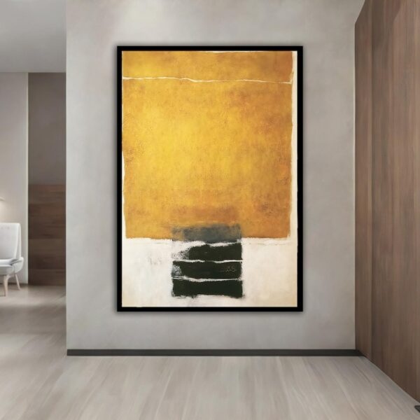 abstract wall art, modern minimalist painting, textured canvas, mustard yellow art, contemporary artwork, geometric painting, large abstract decor, bold color block painting