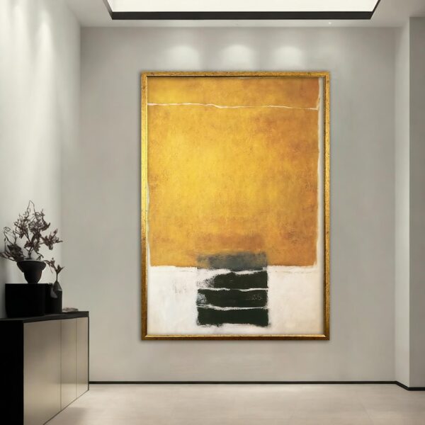 abstract wall art, modern minimalist painting, textured canvas, mustard yellow art, contemporary artwork, geometric painting, large abstract decor, bold color block painting - Image 4