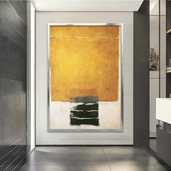 abstract wall art, modern minimalist painting, textured canvas, mustard yellow art, contemporary artwork, geometric painting, large abstract decor, bold color block painting - Image 5