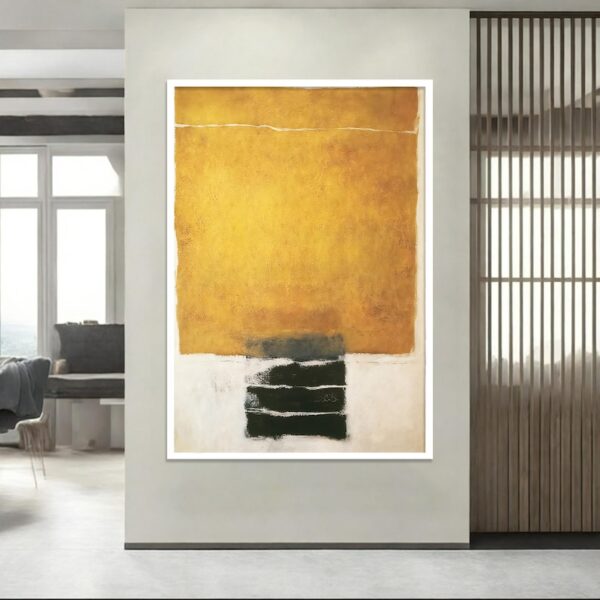 abstract wall art, modern minimalist painting, textured canvas, mustard yellow art, contemporary artwork, geometric painting, large abstract decor, bold color block painting - Image 6