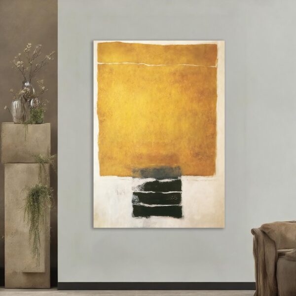 abstract wall art, modern minimalist painting, textured canvas, mustard yellow art, contemporary artwork, geometric painting, large abstract decor, bold color block painting - Image 7