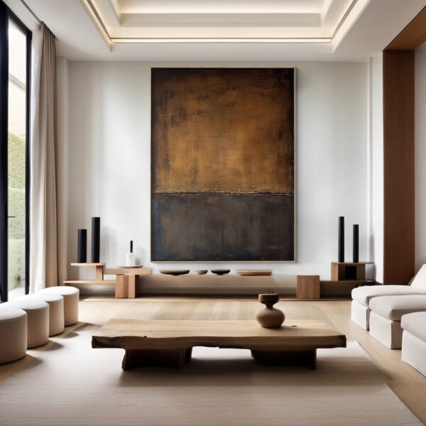 Large Wall Art Abstract Black Brown Oil Painting,Wabi Sabi Wall Art,Brown Abstract Painting Canvas,Neutral Texture Wall Art,Home Decor Art - Image 3