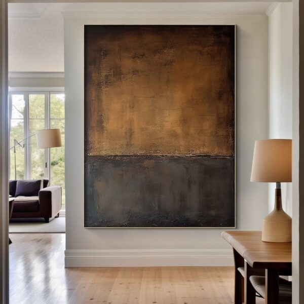 Large Wall Art Abstract Black Brown Oil Painting,Wabi Sabi Wall Art,Brown Abstract Painting Canvas,Neutral Texture Wall Art,Home Decor Art - Image 7