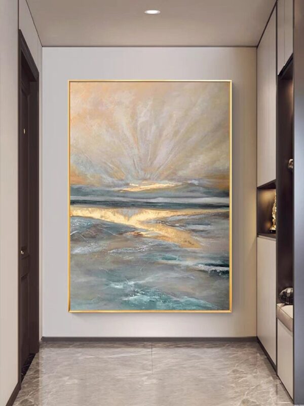 Large Gold Wall Painting Gold Textured Wall Art Gold Foil Painting White Modern Wall Art Gold Painting on Canvas Gold Art Home Decor Gifts - Image 8