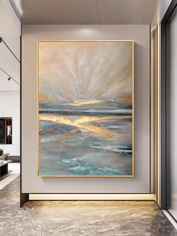 Large Gold Wall Painting Gold Textured Wall Art Gold Foil Painting White Modern Wall Art Gold Painting on Canvas Gold Art Home Decor Gifts - Image 5