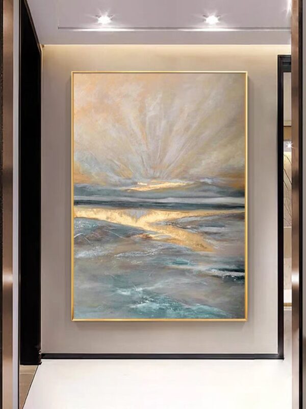 Large Gold Wall Painting Gold Textured Wall Art Gold Foil Painting White Modern Wall Art Gold Painting on Canvas Gold Art Home Decor Gifts - Image 3