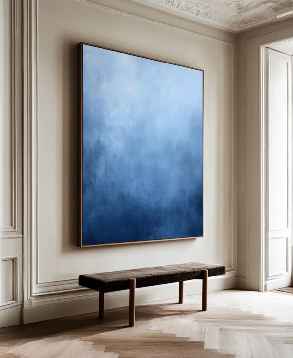 Pure Blue Minimalist Wall Art, Abstract Canvas Wall Art, Large Blue Textured Painting on Canvas, Contemporary Artwork, Modern Wall Decor - Image 9