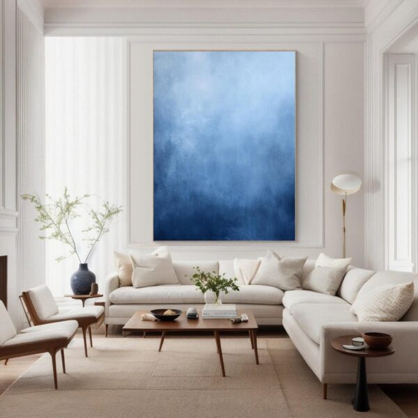 Pure Blue Minimalist Wall Art, Abstract Canvas Wall Art, Large Blue Textured Painting on Canvas, Contemporary Artwork, Modern Wall Decor - Image 8