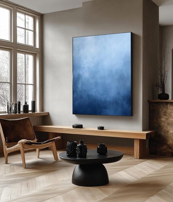 Pure Blue Minimalist Wall Art, Abstract Canvas Wall Art, Large Blue Textured Painting on Canvas, Contemporary Artwork, Modern Wall Decor - Image 7