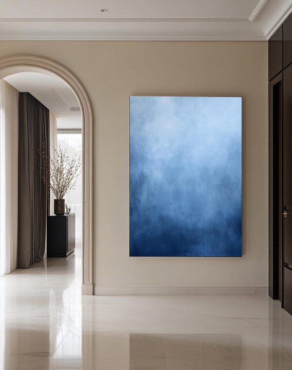 Pure Blue Minimalist Wall Art, Abstract Canvas Wall Art, Large Blue Textured Painting on Canvas, Contemporary Artwork, Modern Wall Decor - Image 6