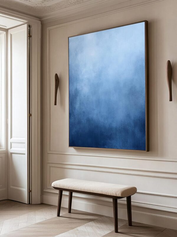 Pure Blue Minimalist Wall Art, Abstract Canvas Wall Art, Large Blue Textured Painting on Canvas, Contemporary Artwork, Modern Wall Decor - Image 4