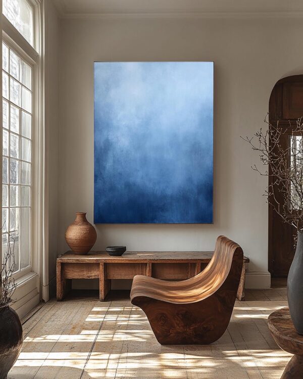 Pure Blue Minimalist Wall Art, Abstract Canvas Wall Art, Large Blue Textured Painting on Canvas, Contemporary Artwork, Modern Wall Decor - Image 3