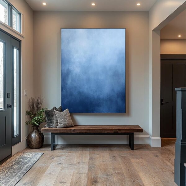 Pure Blue Minimalist Wall Art, Abstract Canvas Wall Art, Large Blue Textured Painting on Canvas, Contemporary Artwork, Modern Wall Decor
