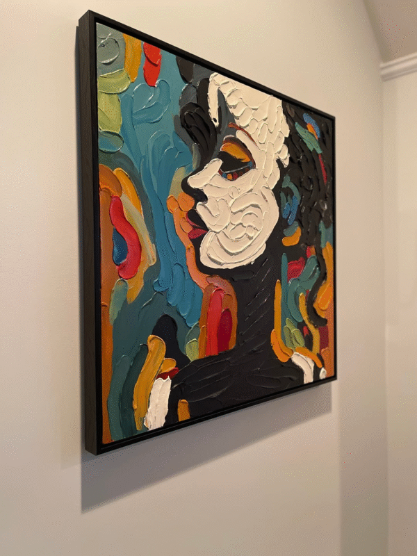 Bold Abstract Woman Portrait – Modern Textured Canvas Wall Art for Stylish Interiors - Image 3