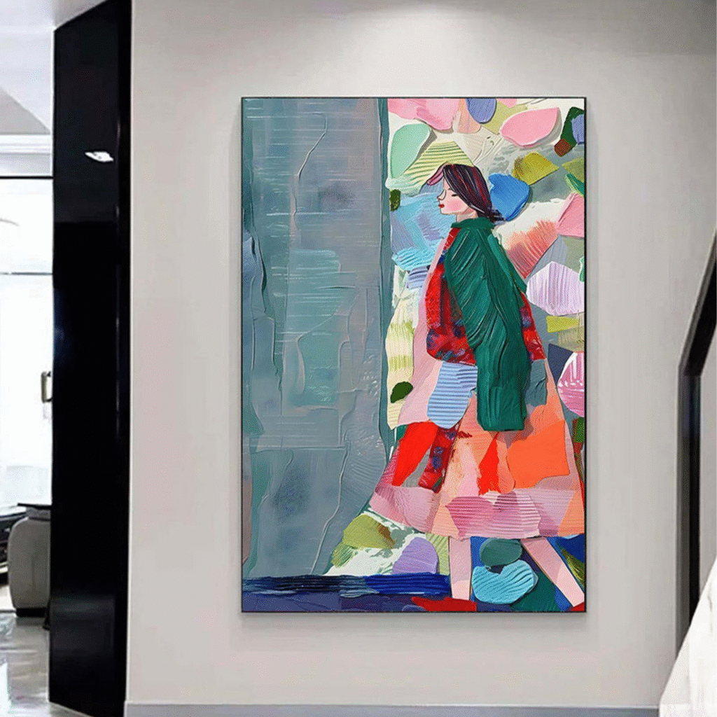 Modern Abstract Woman Wall Art – Vibrant Canvas Painting for Contemporary Interiors