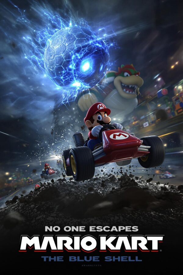 Mario Kart Blue Shell Poster | Cinematic Nintendo Art Print - ThatArtTho