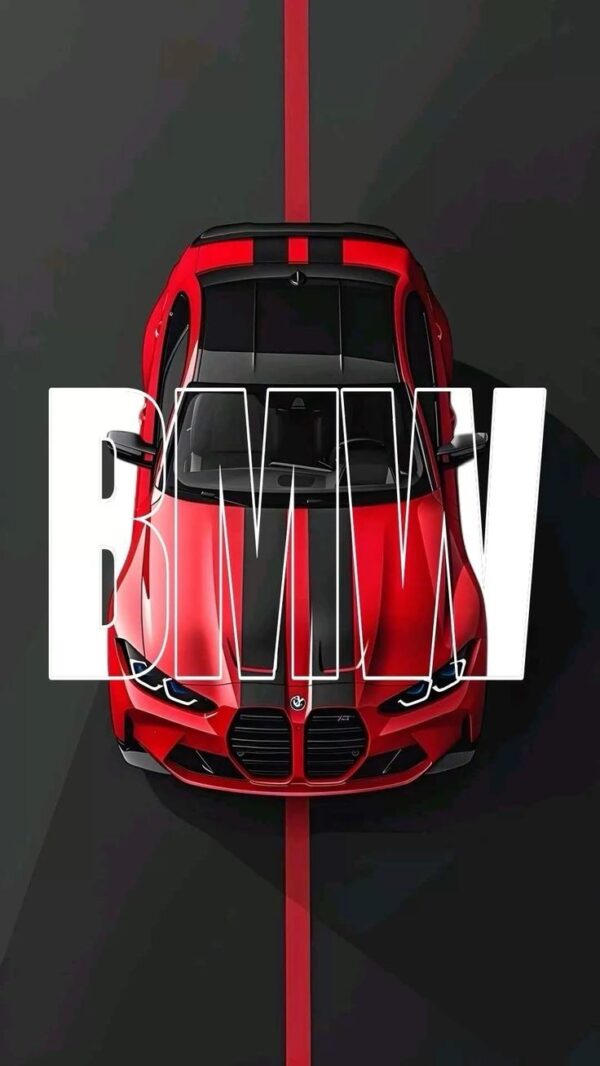 Red BMW M Series Sports Car - Top View Aesthetic Wallpaper - Image 2