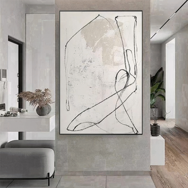 Pure Beige Wall Art Wabi-Sabi Wall Art Living Room Wall Decor Beige Minimalist Art Beige Abstract Wall Art Beige Black Abstract Painting