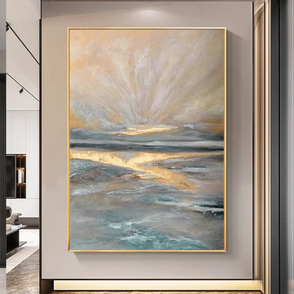 Large Gold Wall Painting Gold Textured Wall Art Gold Foil Painting White Modern Wall Art Gold Painting on Canvas Gold Art Home Decor Gifts